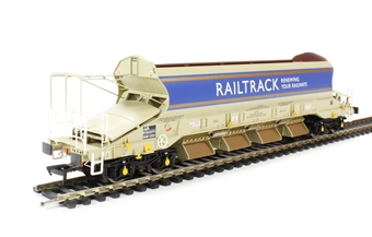 JJA auto ballaster in Railtrack livery with curved top profile (4 per rake with each Generator wagon)