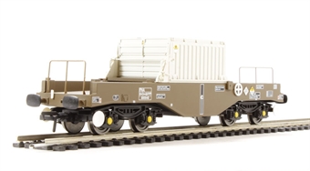 FNA nuclear flask wagon with sloping floor & oval buffers in standard Buff livery - Flask 43