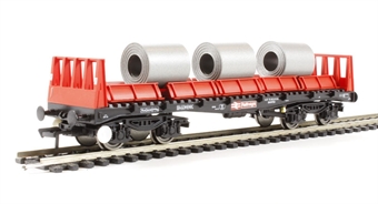 BAA steel carrier with steel coils in Railfreight red & black