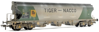 Bulk grain bogie hopper in Tiger-Nacco green & grey - custom weathered - Exclusive to Rails of Sheffield