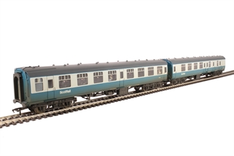 Pack of two Mk1 coaches in BR blue & grey with ScotRail branding and passenger figures