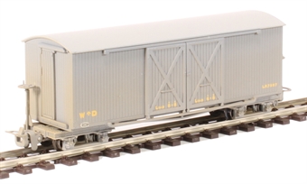 WD Bogie covered goods wagon in War Department grey - weathered