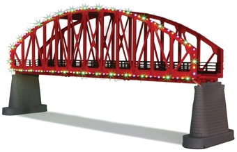 RealTrax Steel Arch Bridge with Operating Christmas Lights, Red