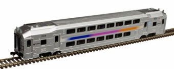 Bombardier tri-level commuter of the New Jersey Transit - grey with rainbow stripe 7588
