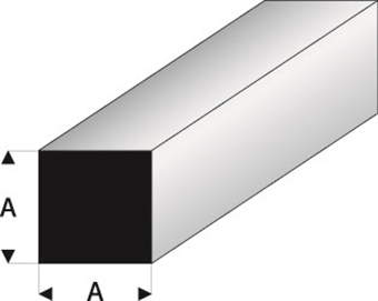 Super Styrene Square Rod  1.50mm / 0.060" x 330mm / 13" - Pack of 5
