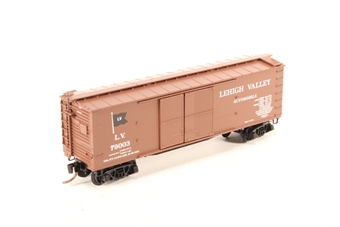 40' wood sheathed 1.5 door vertical brake wheel boxcar of the Lehigh Valley - red 79003