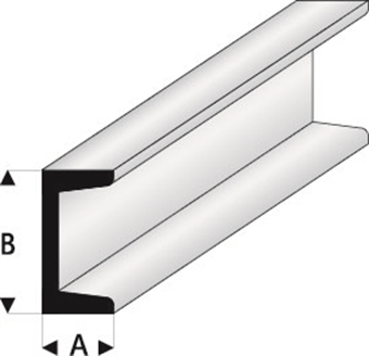 Super Styrene C Channel  6.00mm x 3.00mm / 0.236"x 0.118" x 330mm / 13" - Pack of 5
