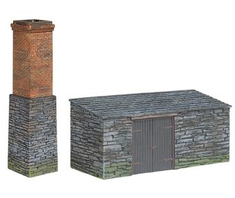 Narrow Gauge Slate built boiler house and Chimney