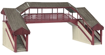 Covered Metal Footbridge in red & cream