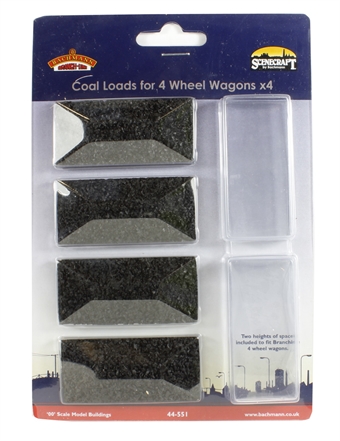 Coal loads for 4-wheel wagons - pack of 4