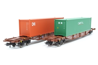 Pack of two container wagons, type Sgns with 40' containers 'CAI' &'Capital' of the SNCB