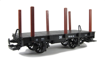 DR flatcar with stakes 90-04-15