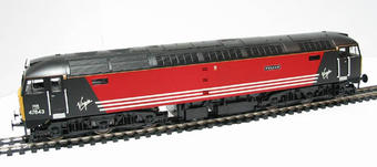 Class 47 diesel 47843 "Vulcan" in Virgin red & grey