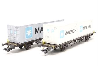 Set of two Flat Wagons with Containers - 'Maersk' of the DSB