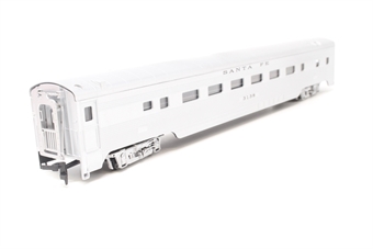 85' Pullman standard corrugated side coach car of the Santa Fe Railroad