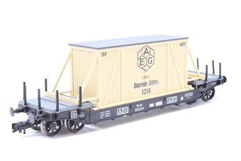 Flat wagon with freight container of the Prussian State Railway
