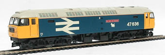 Class 47/4 47636 "Sir John De Graeme" in BR blue with large logo