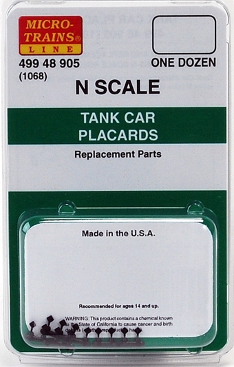 (1068) Tank Car Placards (1 Dozen)