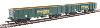 MJA mineral and aggregates twin bogie box wagon in Freightliner green - 502039 & 502040 - pack of 2