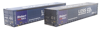 45ft curtain-sided containers "Less Co2 Stobart Rail" - 450012-5 & 4500 - weathered - pack of 2 