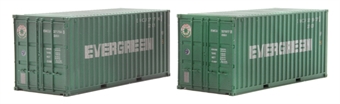 20ft containers "Evergreen EMCU" - 75951 & 01151 3 - weathered - pack of 2 
