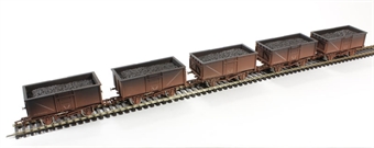 16-ton steel mineral wagon in BR bauxite - pack of 5 - weathered