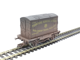 Conflat wagon with container GWR "Furniture Removal Service" brown - 39024 - weathered