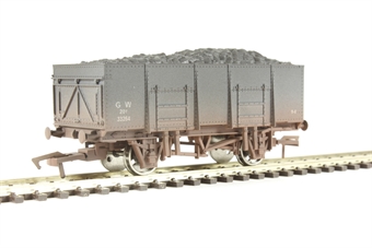 20-ton steel mineral wagon in GWR grey - 33264 - weathered