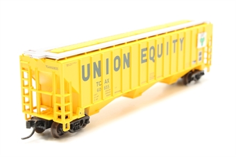 3-bay Thrall covered hopper of Union Equity - yellow & black & white & green 60655