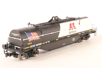42' steel coil Greenbrier gondola of AK Steel - black and white with red logo and black lettering 160100