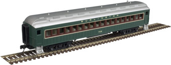 ACF 60' heavyweight coach of the Burlington Route - green & brown 7118