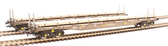 IGA Cargowaggon bogie flat barrier wagon twin pack with concrete panel weights in RailAdventure grey