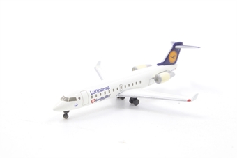 Bombardier CRJ100LR Lufthansa CityLine D-ACJC 1990s colours with 25th Canadair Regional Jet Logo with Scaled Gear