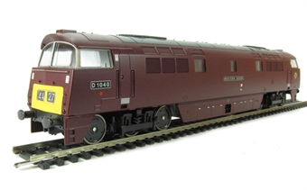 Class 52 diesel D1040 "Western Queen" in maroon with small yellow warning panels