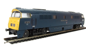 Class 52 diesel D1073 "Western Bulwark" in BR blue with full yellow ends