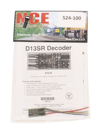 4-function 1.3A (2A peak) D13SR wired decoder (Size: 1.35" x 0.63" x 0.110" - very thin)
