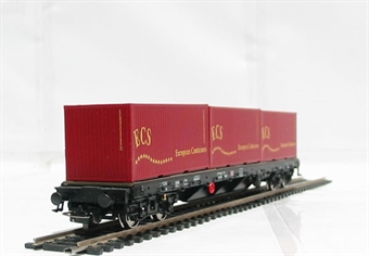 Class Rgs3910 Container wagon of the German DB AG in "ECS European Containers" burgundy livery Epoch V 