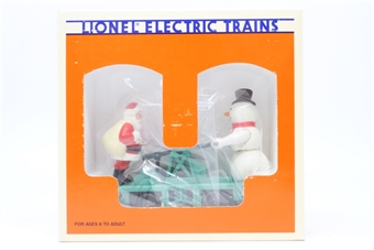 Santa & snowman handcar