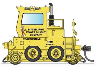 Trackmobile Industrial Switcher of the Pittsburgh Power and Light (Reddy Kilowatt Logo)