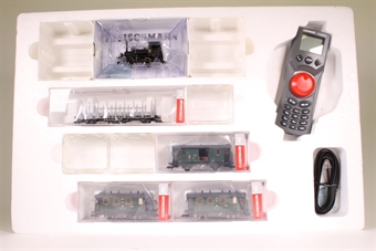 Steam Passenger Train Set of the SBB, with DCC sound-fitted Loco, 3 Coaches, Stake Wagon, Track and DCC Controller