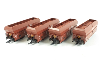 Set of Four Bogie Hopper Wagons of the German DB Epoch III