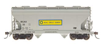 2-bay ACF centerflow covered hopper of Blue Circle Industries - grey, blue and yellow 22
