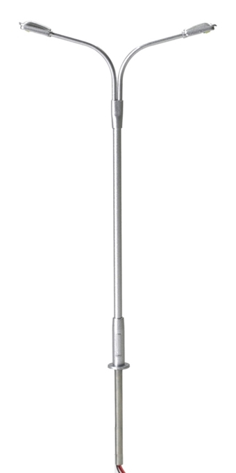 Double Arm Street Lights, Silver/Cool White LED