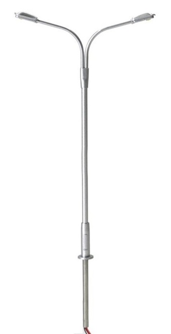 Double Arm Street Lights, Gray/Warm LED