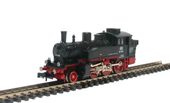 Class BR 91 1001 2-6-0T of the DB in black & red livery