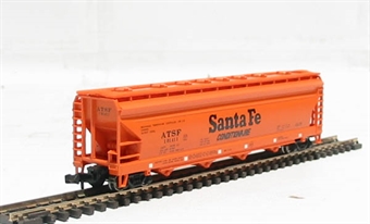 American 56ft center-flow hopper wagon in orange Santa Fe livery