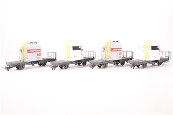 Set of 4 Cement Silo Wagons of the RhB