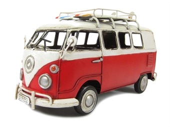1966 VW Deluxe Bus in red and white - Tinplate Model