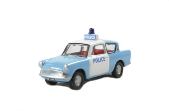 Ford Anglia 105E police car in light blue and white