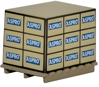 Pack of four pallets with "Aspro" crate loads